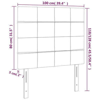 vidaXL Čelo postele s LED světle šedé 100x5x118/128 cm samet