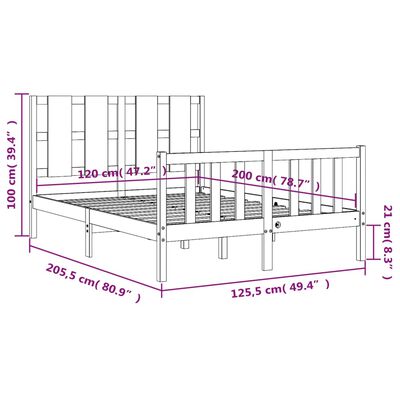 vidaXL Rám postele s čelem 120 x 200 cm masivní dřevo