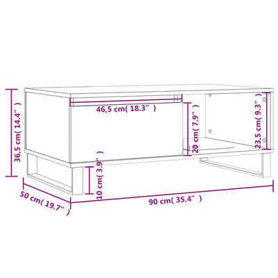 vidaXL Konferenční stolek betonově šedý 90x50x36,5 cm kompozitní dřevo