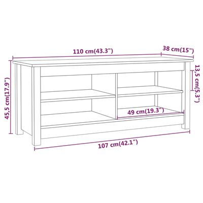 vidaXL Lavice s botníkem šedá 110 x 38 x 45,5 cm masivní borovice