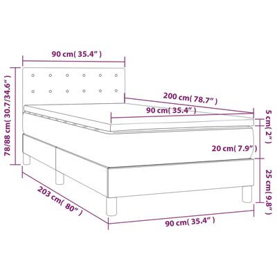 vidaXL Box spring postel s matrací a LED černá 90x200 cm umělá kůže