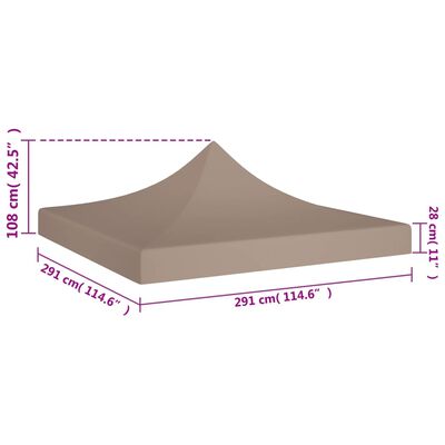 vidaXL Střecha k party stanu 3 x 3 m taupe 270 g/m²