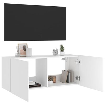 vidaXL Nástěnná TV skříňka s LED osvětlením bílá 100 x 35 x 41 cm