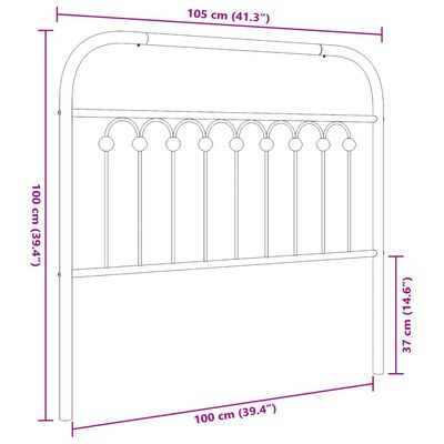 vidaXL Kovové čelo postele bílé 100 cm