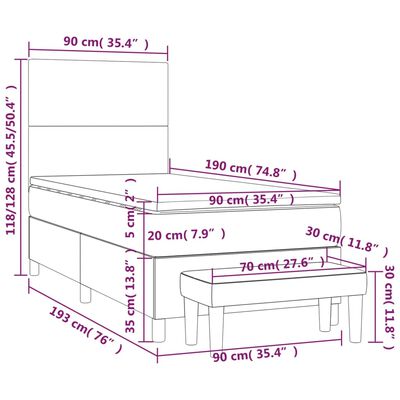 vidaXL Box spring postel s matrací šedá 90x190 cm umělá kůže