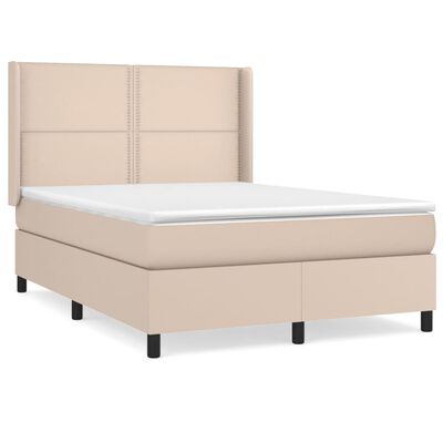 vidaXL Box spring postel s matrací cappuccino 140x200 cm umělá kůže