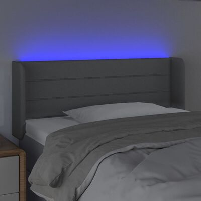 vidaXL Čelo postele s LED světle šedé 83 x 16 x 78/88 cm textil