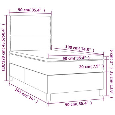 vidaXL Box spring postel s matrací černá 90x190 cm samet