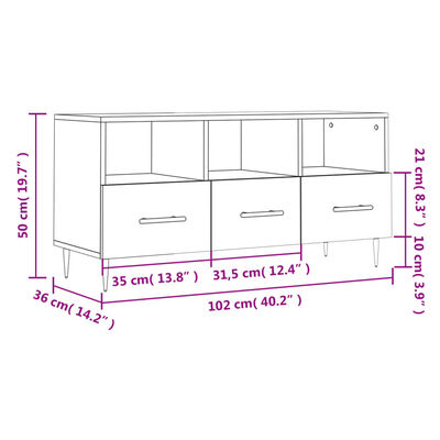 vidaXL TV skříňka bílá s vysokým leskem 102x36x50 cm kompozitní dřevo