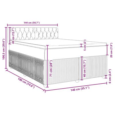 vidaXL Box spring postel s matrací černá 140 x 190 cm samet