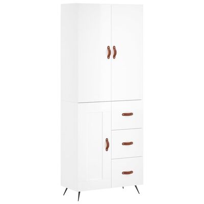 vidaXL Skříň highboard lesklá bílá 69,5 x 34 x 180 cm kompozitní dřevo