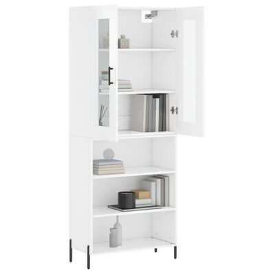 vidaXL Skříň highboard lesklá bílá 69,5 x 34 x 180 cm kompozitní dřevo