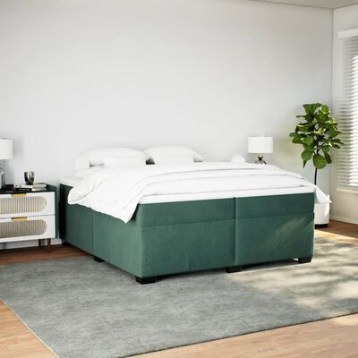 vidaXL Box spring postel s matrací tmavě zelená 200x200 cm samet