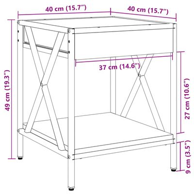 vidaXL Noční stolek s Infinity LED černý 40 x 40 x 49 cm