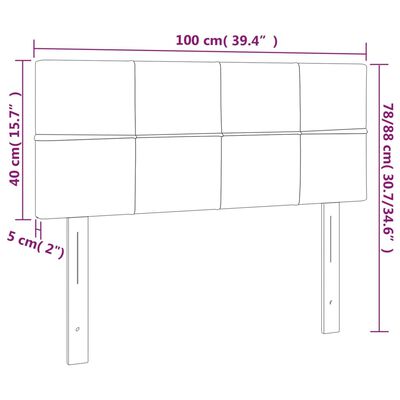 vidaXL Čelo postele s LED světle šedé 100 x 5 x 78/88 cm samet