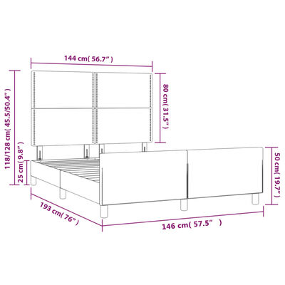 vidaXL Rám postele bez matrace tmavě modrý 140x190 cm samet