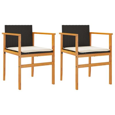 vidaXL Zahradní židle s poduškami 2 ks černé polyratan a masivní dřevo