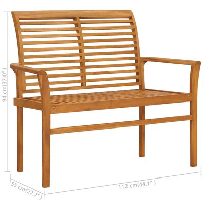 vidaXL Zahradní lavice s červenou poduškou 112 cm masivní teak