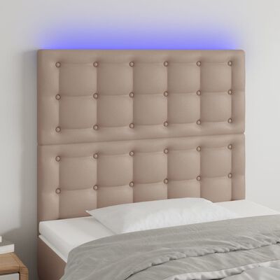 vidaXL Čelo postele s LED cappuccino 100x5x118/128 cm umělá kůže