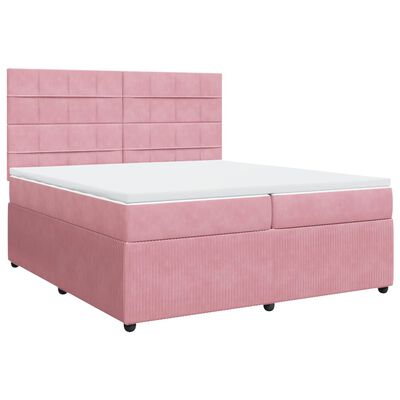 vidaXL Box spring postel s matrací růžová 200x200 cm samet