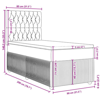 vidaXL Box spring postel s matrací černá 80 x 200 cm samet