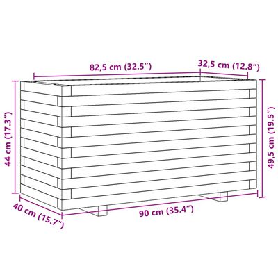 vidaXL Zahradní truhlík 90 x 40 x 49,5 cm masivní borové dřevo