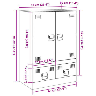 vidaXL Highboard hořčicově žlutý 67 x 39 x 95 cm ocel