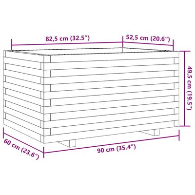 vidaXL Zahradní truhlík bílý 90 x 60 x 49,5 cm masivní borové dřevo