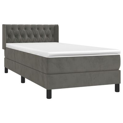 vidaXL Box spring postel s matrací tmavě šedá 100x200 cm samet
