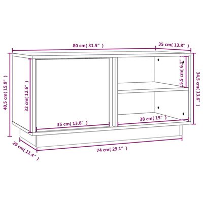 vidaXL TV skříňka šedá 80 x 35 x 40,5 cm masivní borové dřevo