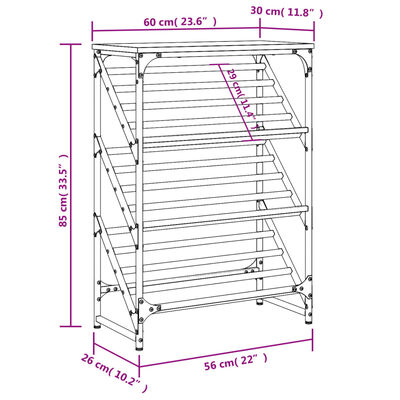 vidaXL Botník dub sonoma 60 x 30 x 85 cm kompozitní dřevo