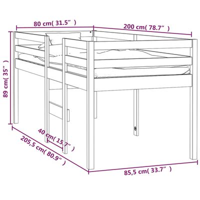 vidaXL Patrová postel medově hnědá 80 x 200 cm masivní borové dřevo