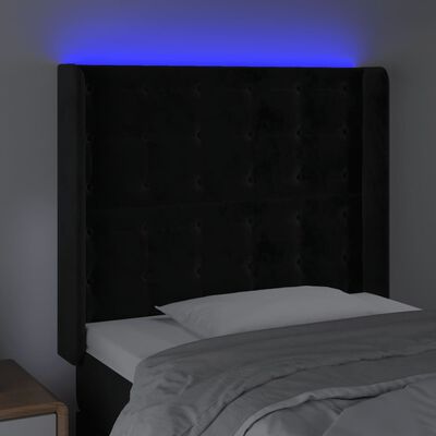 vidaXL Čelo postele s LED černé 83 x 16 x 118/128 cm samet