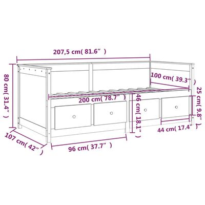 vidaXL Válenda bílá 100 x 200 cm masivní borové dřevo