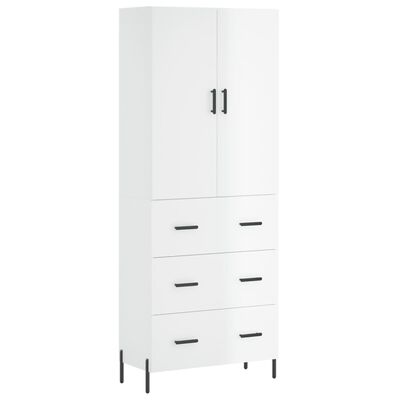 vidaXL Skříň highboard lesklá bílá 69,5 x 34 x 180 cm kompozitní dřevo