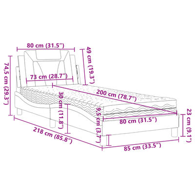 vidaXL Postel s matrací hnědá 80 x 200 cm umělá kůže