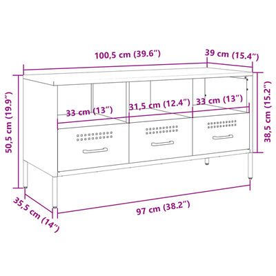 vidaXL TV skříňka růžová 100,5 x 39 x 50,5 cm ocel