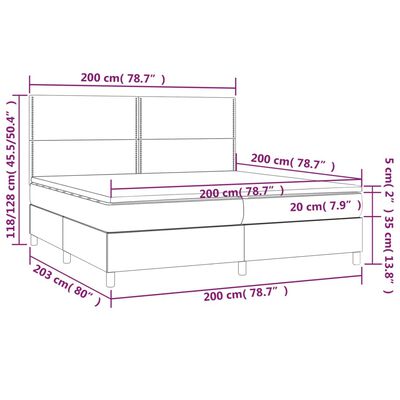 vidaXL Box spring postel s matrací a LED černá 200x200 cm umělá kůže