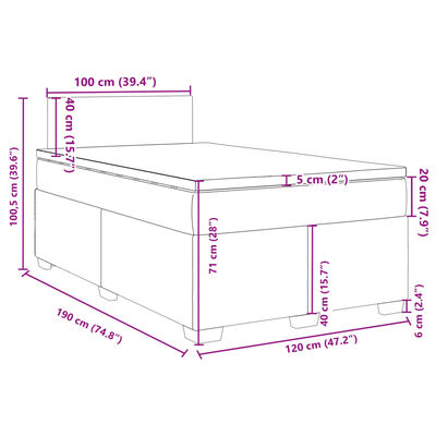 vidaXL Box spring postel s matrací modrá 120 x 190 cm samet