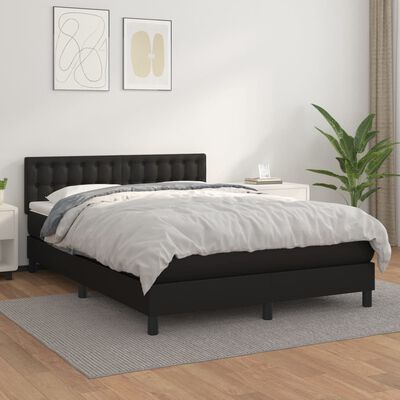 vidaXL Box spring postel s matrací černá 140x200 cm umělá kůže