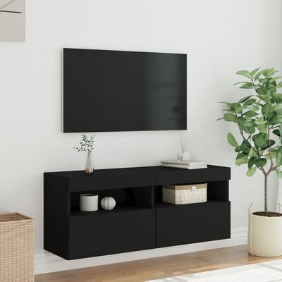 vidaXL Nástěnná TV skříňka s LED osvětlením černá 100 x 30 x 40 cm