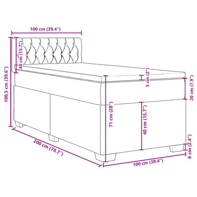 vidaXL Box spring postel s matrací světle šedý 100 x 200 cm textil