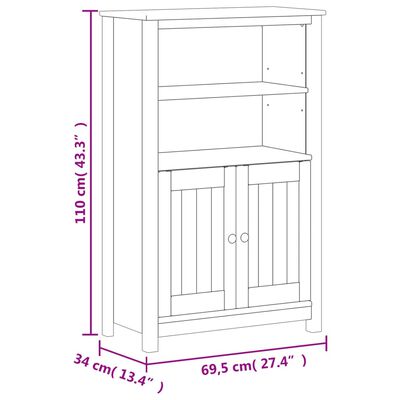 vidaXL Koupelnová skříňka BERG bílá 69,5x34x110 cm masivní borovice