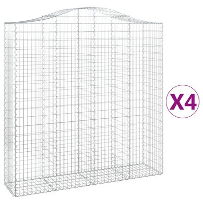 vidaXL Klenuté gabionové koše 4 ks 200x50x200/220cm pozinkované železo