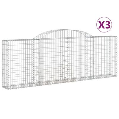 vidaXL Klenuté gabionové koše 3 ks 300x30x100/120cm pozinkované železo