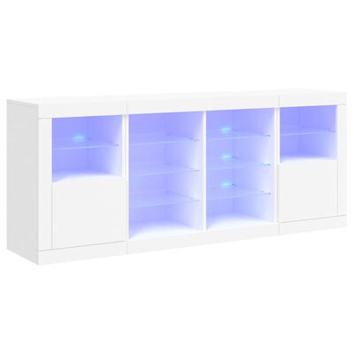 vidaXL Příborník s LED osvětlením bílý 163 x 37 x 67 cm