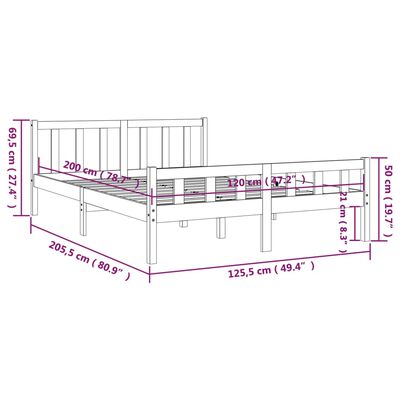 vidaXL Rám postele černý masivní dřevo 120 x 200 cm