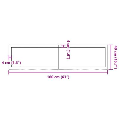 vidaXL Nástěnná police tmavě hnědá 160x40x(2-4)cm ošetřený masivní dub