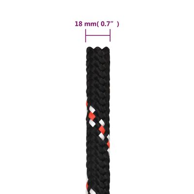 vidaXL Lodní lano černé 18 mm 100 m polypropylen