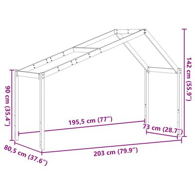 vidaXL Střecha na dětskou postel 203x80,5x142 cm masivní borové dřevo